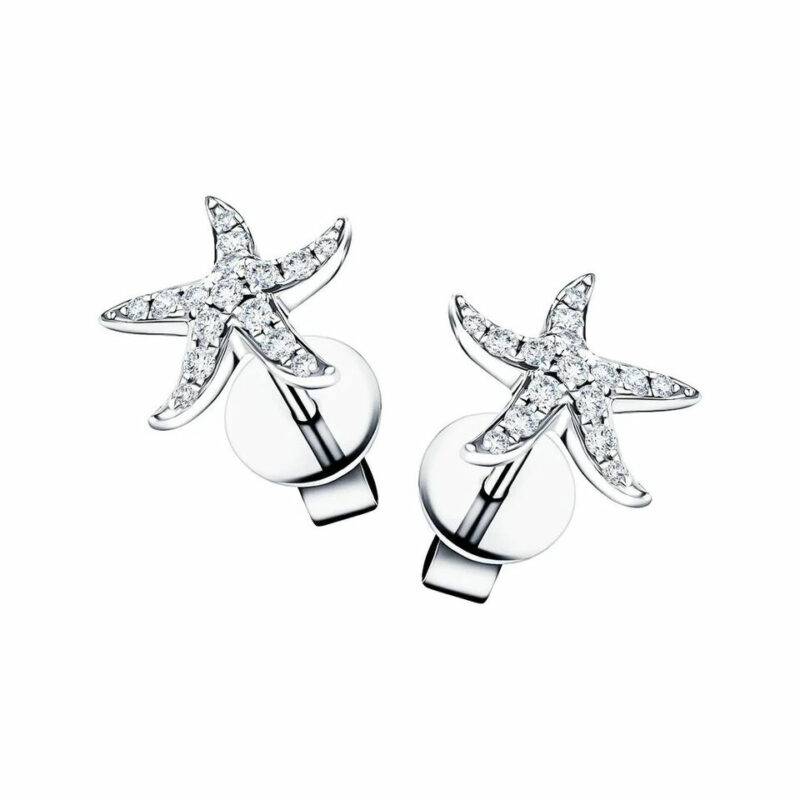 0.20 Ct Round Cut D/VVS1 Moissanite Starfish Stud Earrings in 14K White Gold - Image 3