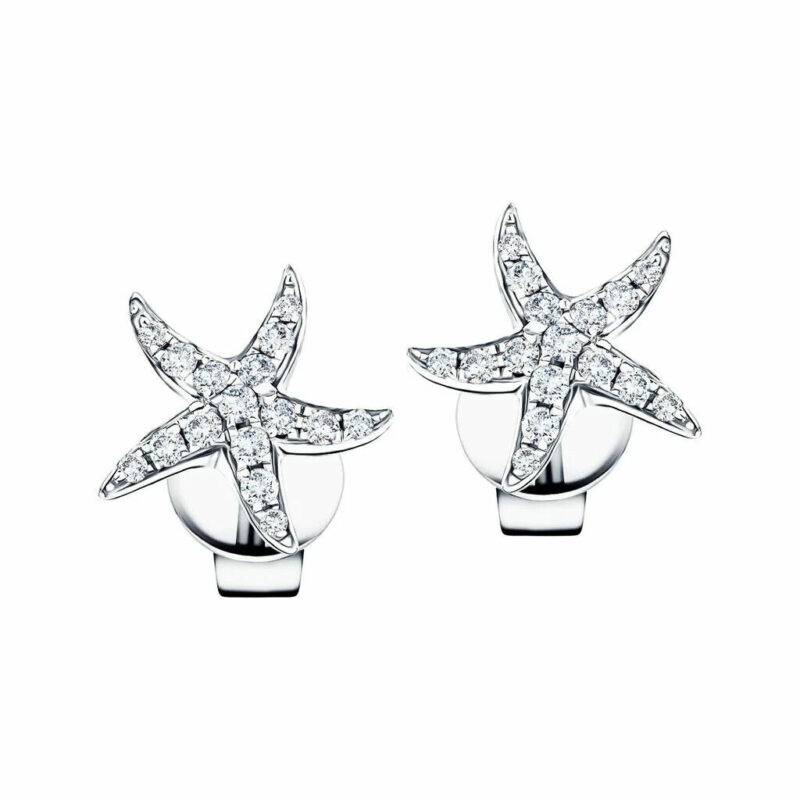 0.20 Ct Round Cut D/VVS1 Moissanite Starfish Stud Earrings in 14K White Gold