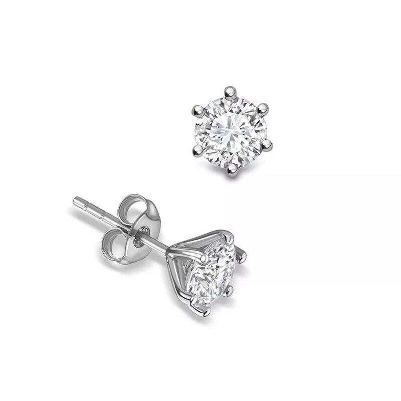 0.20 CT Round Cut Moissanite Solitaire Stud Earrings 14K White Gold