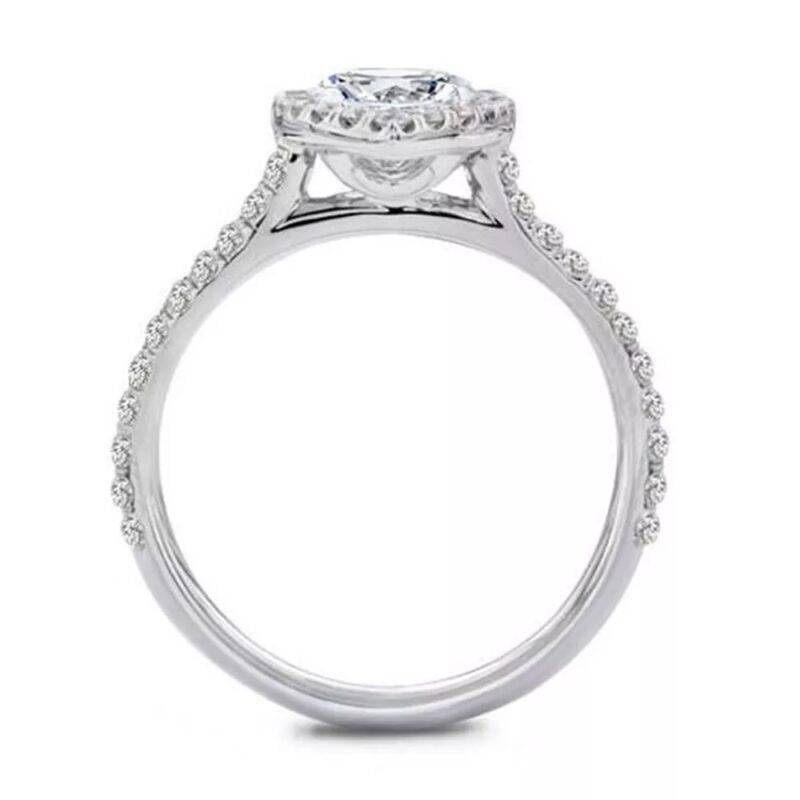 3.00 Ct Halo Marquise Cut Real Moissanite Engagement Ring 14K White Gold - Image 4