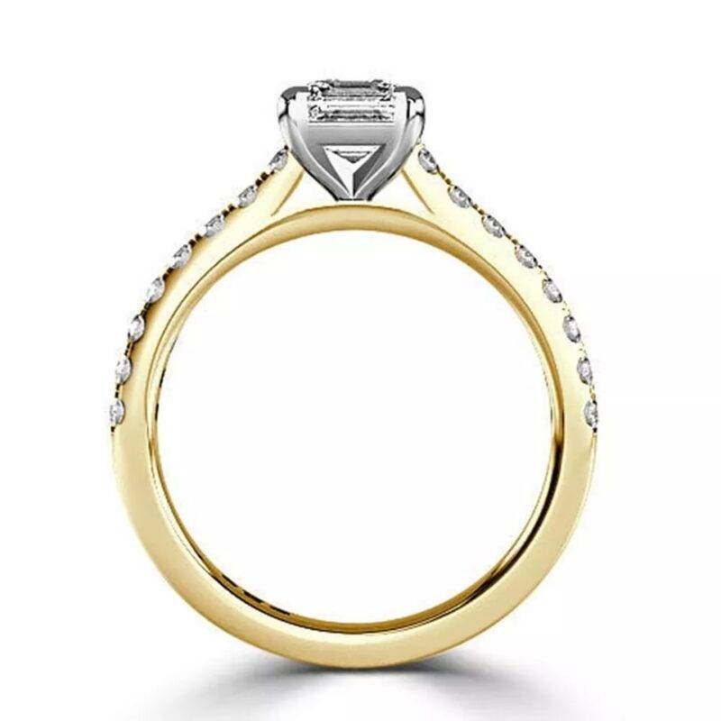 1.50 Ct Princess Cut Moissanite Solitaire Engagement Ring 14K Yellow Gold Plated Silver - Image 6