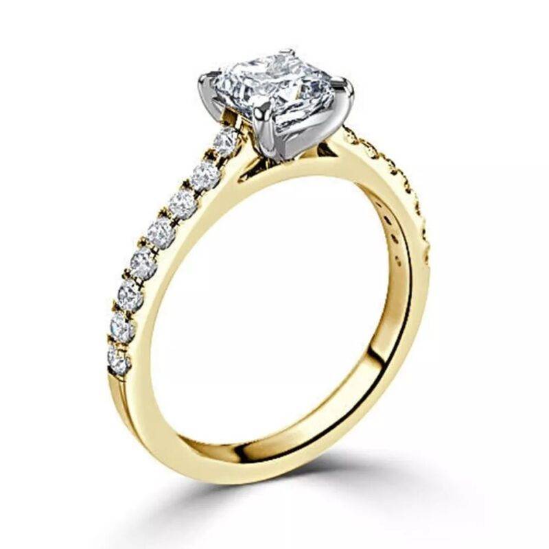 1.50 Ct Princess Cut Moissanite Solitaire Engagement Ring 14K Yellow Gold Plated Silver - Image 5