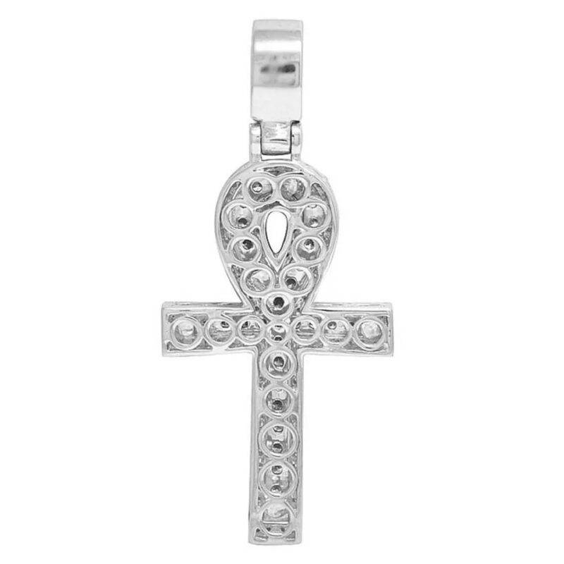 2Ct Round Cut Natural Moissanite Ankh Cross Pendant in White Gold Plated Silver - Image 4