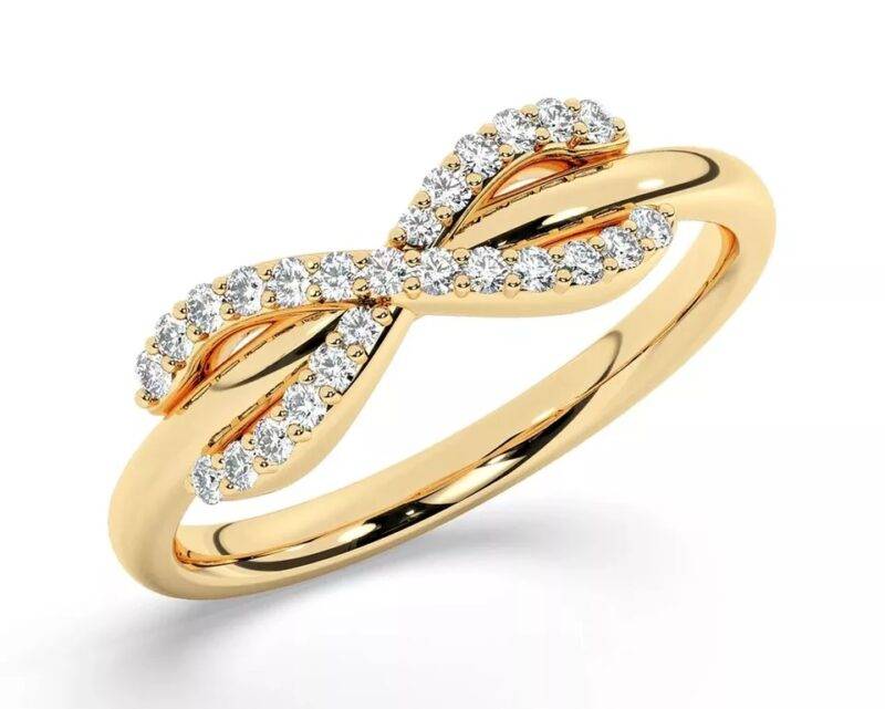 0.25 CT Round Cut Natural Moissanite Infinity Wedding Band Ring 14K Yellow Gold Plated - Image 3