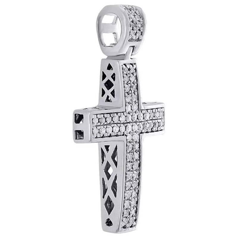 0.50 CT Round Cut Moissanite Cross Pendant 14K White Gold Plated Silver - Image 3