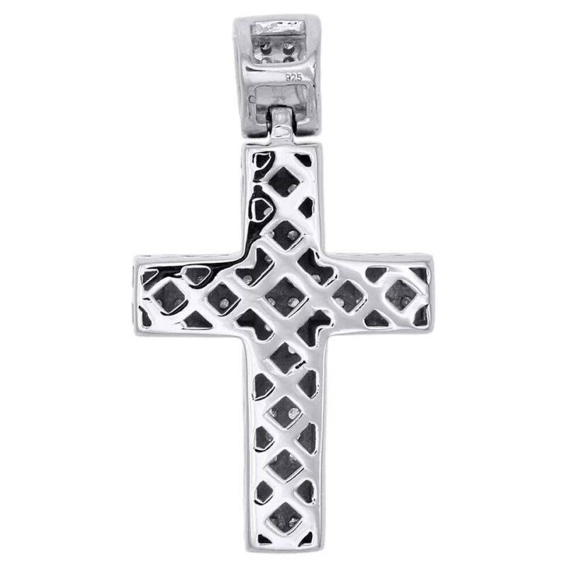 0.50 CT Round Cut Moissanite Cross Pendant 14K White Gold Plated Silver - Image 4