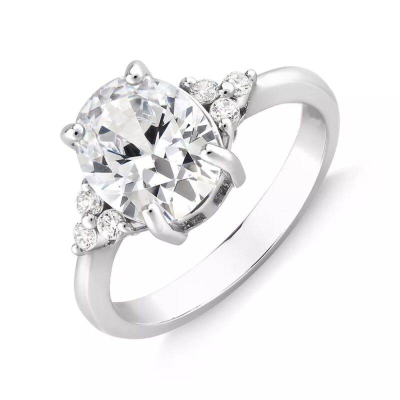 2.25 Ct Oval Cut Natural Moissanite Solitaire Engagement Ring 14K White Gold