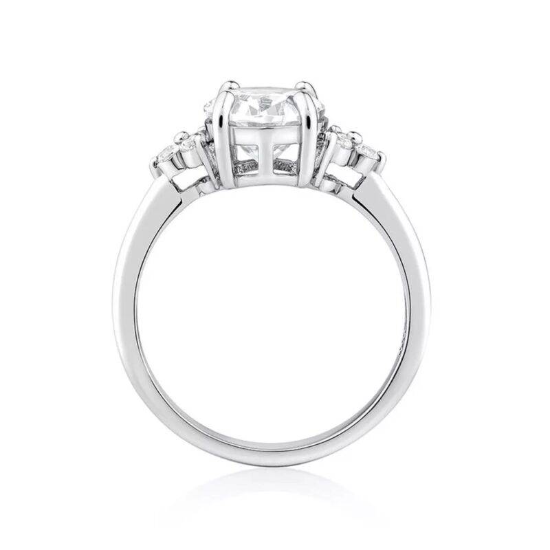 2.25 Ct Oval Cut Natural Moissanite Solitaire Engagement Ring 14K White Gold - Image 4