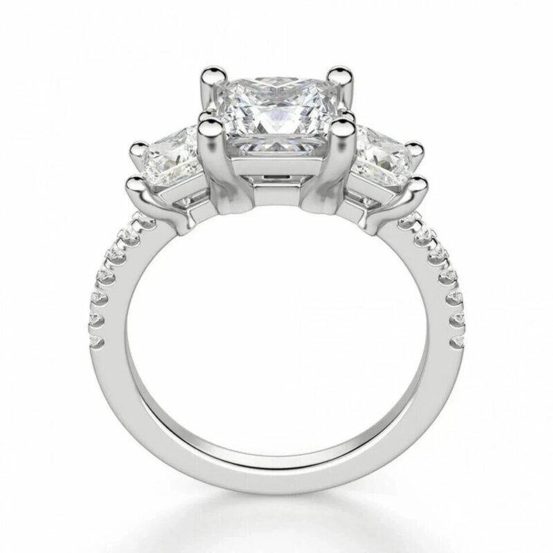 1.50 CT Princess Cut Moissanite 3-Stone Elegant Propose Ring 925 Sterling Silver - Image 3