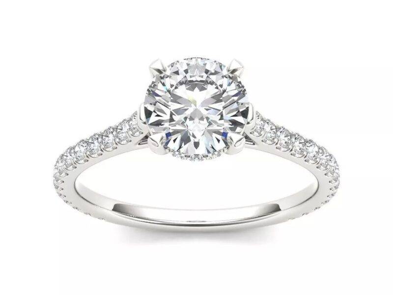 2.20 CT Round Cut Real Moissanite Solitaire Engagement Ring 14K White Gold