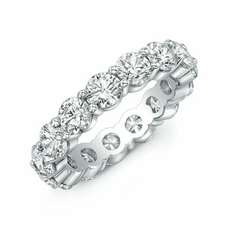 3TCW Round Cut Moissanite Eternity Band Wedding Ring 14K White Gold Plated