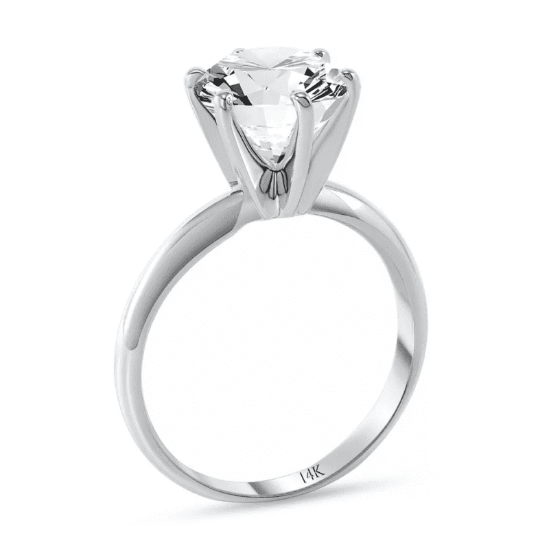 3Carat Round Cut Real Moissanite Women's Solitaire Engagement Ring Solid 14k White Gold - Image 3