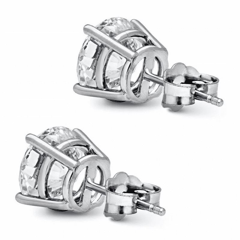 4TCW Round Cut Real Moissanite Women's Men's Stud Earrings 925 Sterling Silver - Image 2