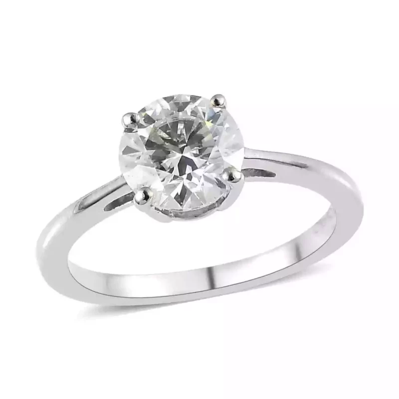 2Carat Round Cut Moissanite Women's Solitaire Ring 925 Sterling Silver