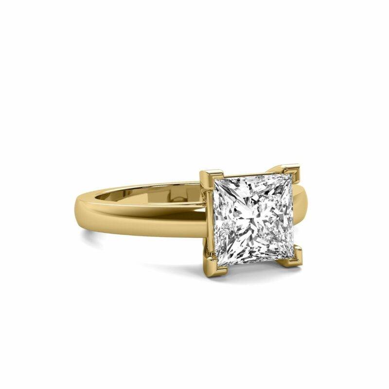 Solitaire V Prong 1.35 Ct VS2 H Lab Created Princess Cut Diamond Engagement Ring 14K Yellow Gold - Image 4