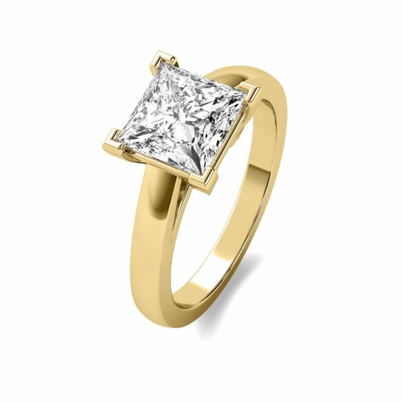 Solitaire V Prong 1.35 Ct VS2 H Lab Created Princess Cut Diamond Engagement Ring 14K Yellow Gold - Image 2