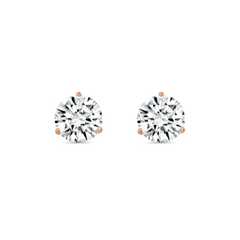 1 Ct Round Lab Created Grown Diamond Earrings 14K Rose Gold D/VVS Martini Push - Image 3