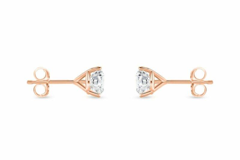 1 Ct Round Lab Created Grown Diamond Earrings 14K Rose Gold D/VVS Martini Push - Image 2