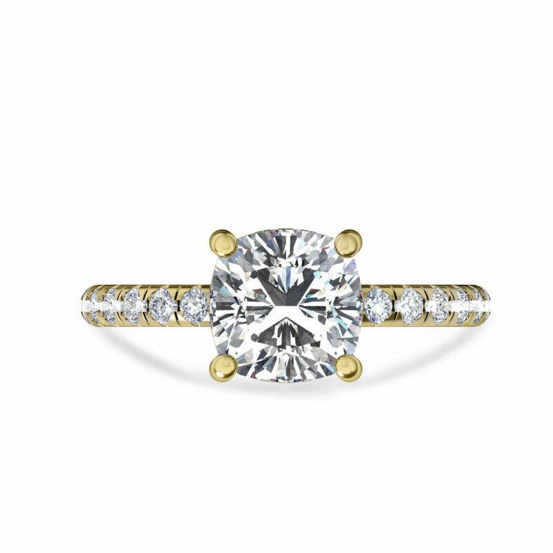 1.25 Carat VS1 H Lab Grown Cushion Cut Diamond Engagement Ring 14K Yellow Gold - Image 3