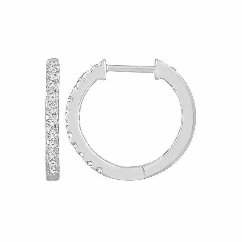 14K White Gold Round 0.25Ct Lab Grown Diamond Hoop Earrings Gift for Women - Image 3