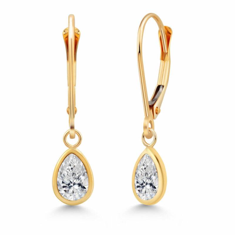 14K Yellow Gold Lab Grown Diamond Drop Dangle Earrings For Women | 1.04 Cttw | - Image 2