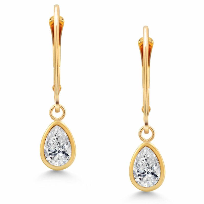 14K Yellow Gold Lab Grown Diamond Drop Dangle Earrings For Women | 1.04 Cttw |