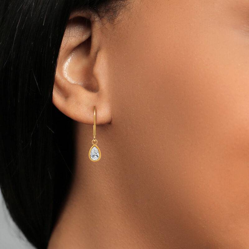 14K Yellow Gold Lab Grown Diamond Drop Dangle Earrings For Women | 1.04 Cttw | - Image 3