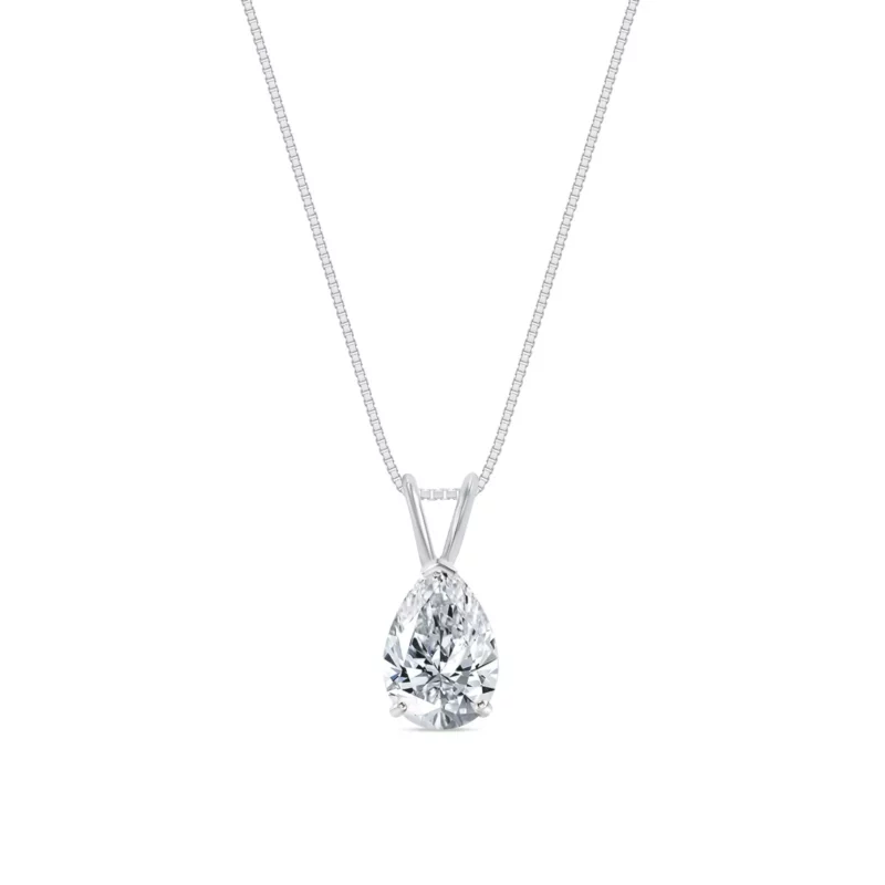 3Carat Pear Cut Moissanite Women's Solitaire Pendant Necklace 925 Sterling Silver