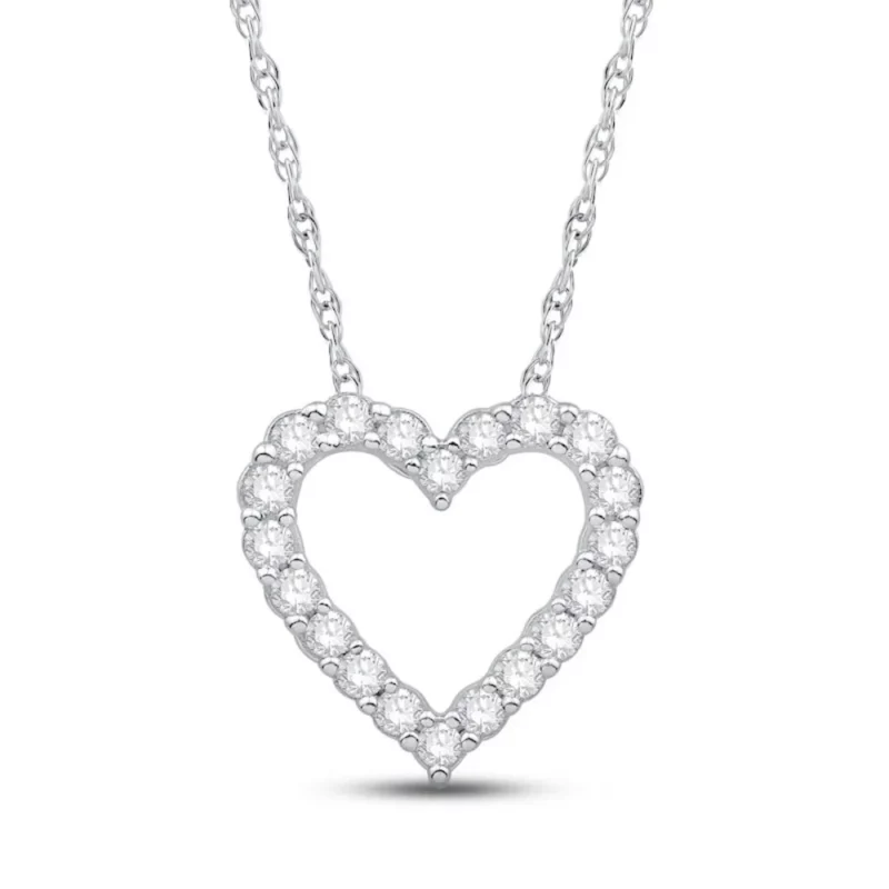 2TCW Round Cut Moissanite Heart Shape Pendant Chain 925 Sterling Silver