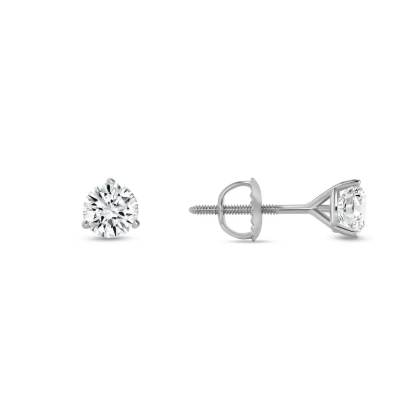 1Carat Round Cut Moissanite Women's Men's Stud Earrings 925 Sterling Silver