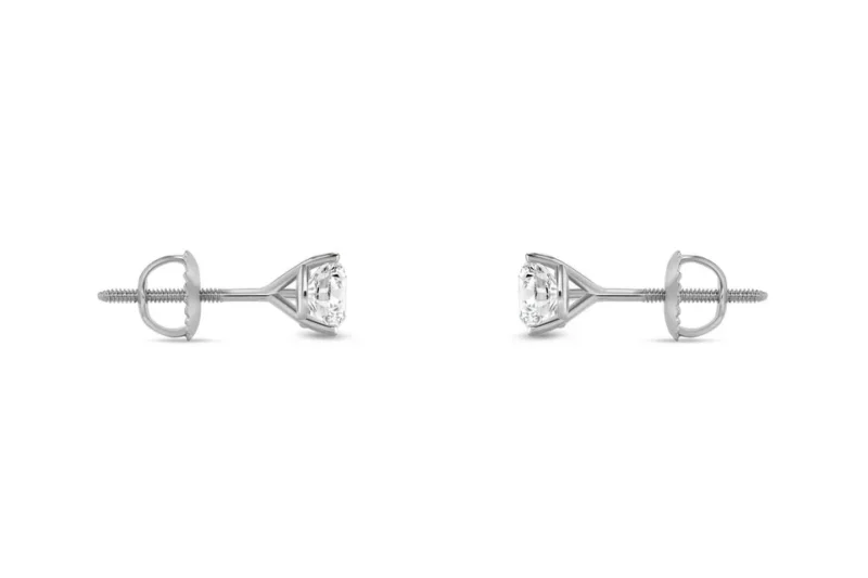 1Carat Round Cut Moissanite Women's Men's Stud Earrings 925 Sterling Silver - Image 4