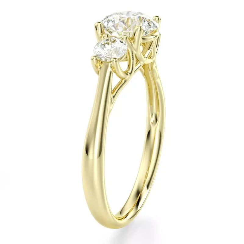 3Ct Round Cut Moissanite Women's 3-Stone Engagement Ring 14k Yellow Gold Plated - Image 4