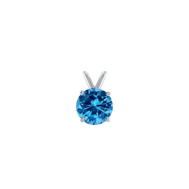 2Ct Round Cut Created Created Blue Diamond Pendant Chain 14K White Gold Pendant 18" Necklace - Image 4