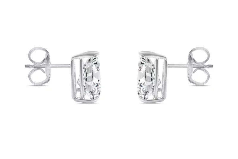 2Ct Pear Cut Moisanite Push Back Stud Earrings 14k White Gold Plated - Image 4