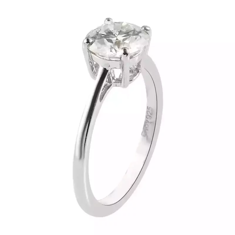 2Carat Round Cut Moissanite Women's Solitaire Ring 925 Sterling Silver - Image 4