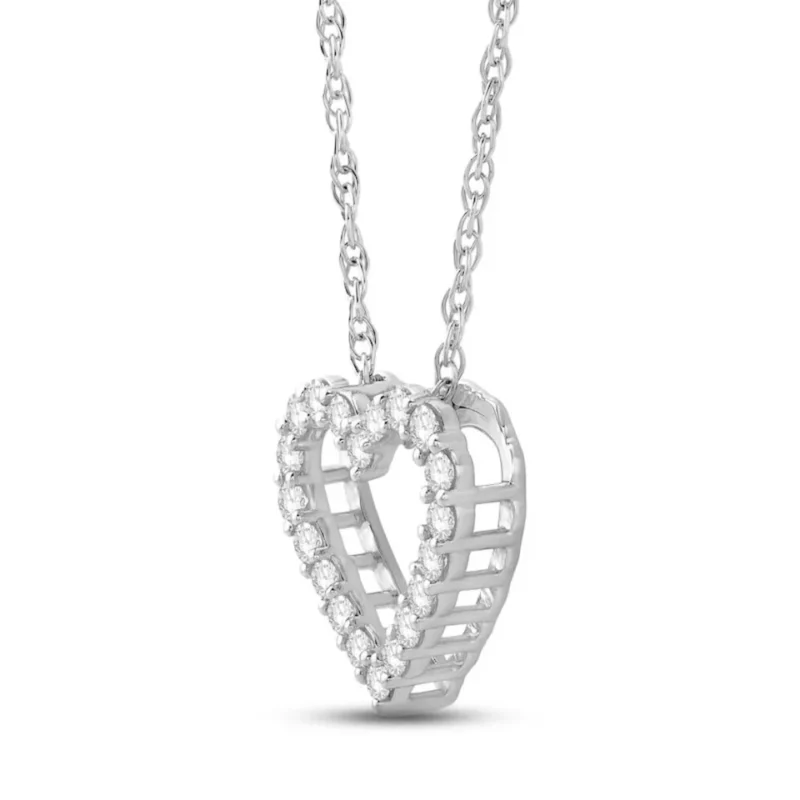 2TCW Round Cut Moissanite Heart Shape Pendant Chain 925 Sterling Silver - Image 3