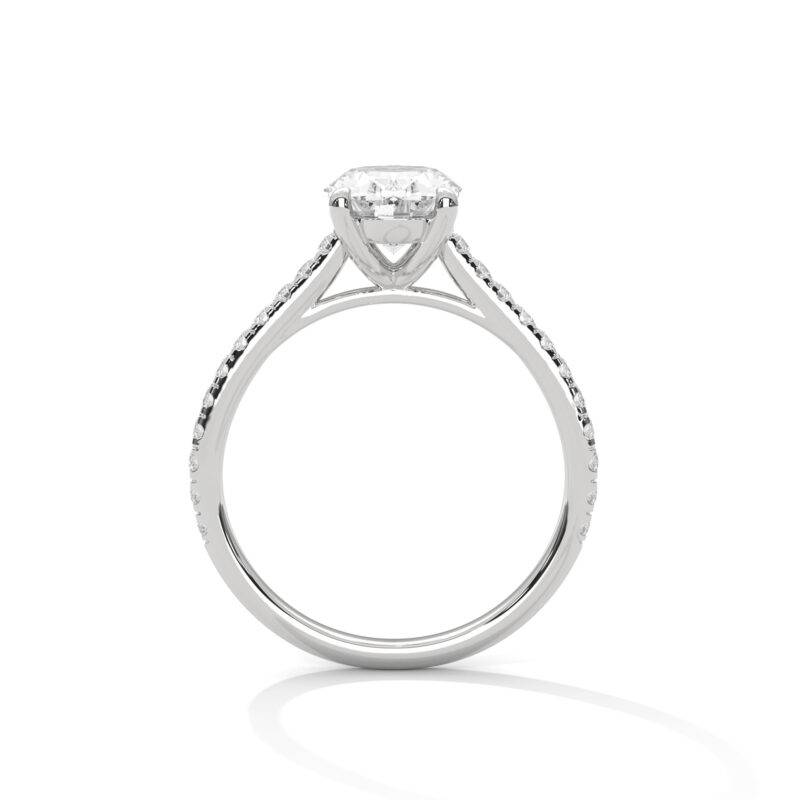 1.50 Ct Oval Cut Lab-Grown Diamond 14K White Solid Gold Solitaire Ring - Image 3