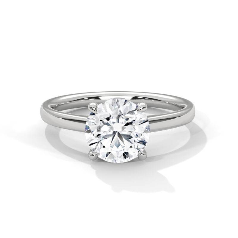 Round Cut Genuine Moissanite Eangagement Solitaire Ring 10K White Solid Gold - Image 2