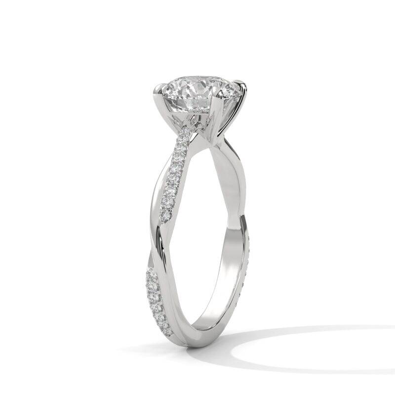 10K Solid White Solid Round Cut Natural Moissanite Solitaire With Accents Ring - Image 3