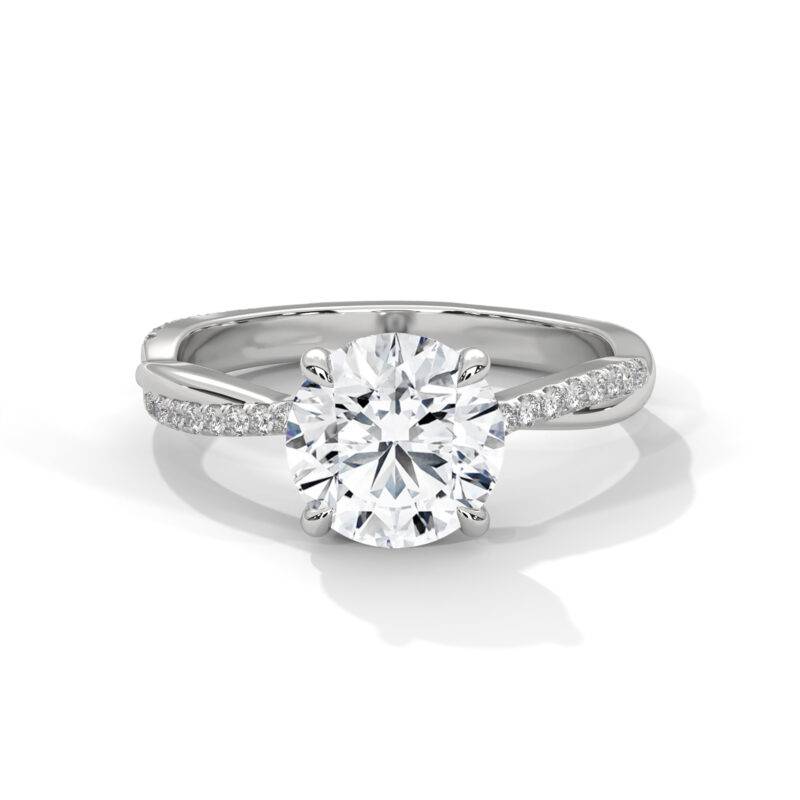 10K Solid White Solid Round Cut Natural Moissanite Solitaire With Accents Ring - Image 4