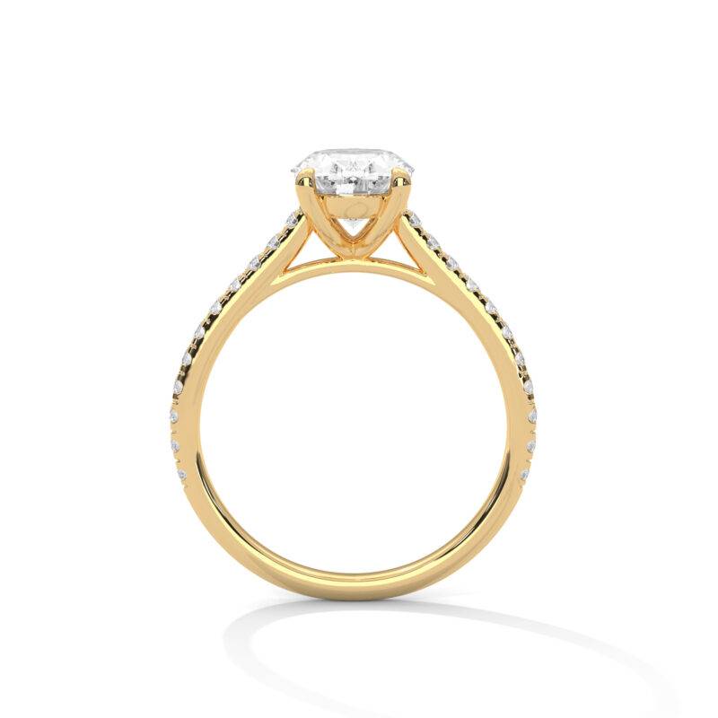 1.50 Carat Oval Cut Lab-Grown Diamond Solitaire With Accents Ring 14K Yellow Solid Gold - Image 3