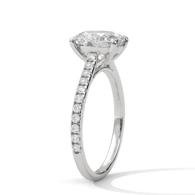 1.50 Ct Oval Cut Lab-Grown Diamond 14K White Solid Gold Solitaire Ring - Image 4