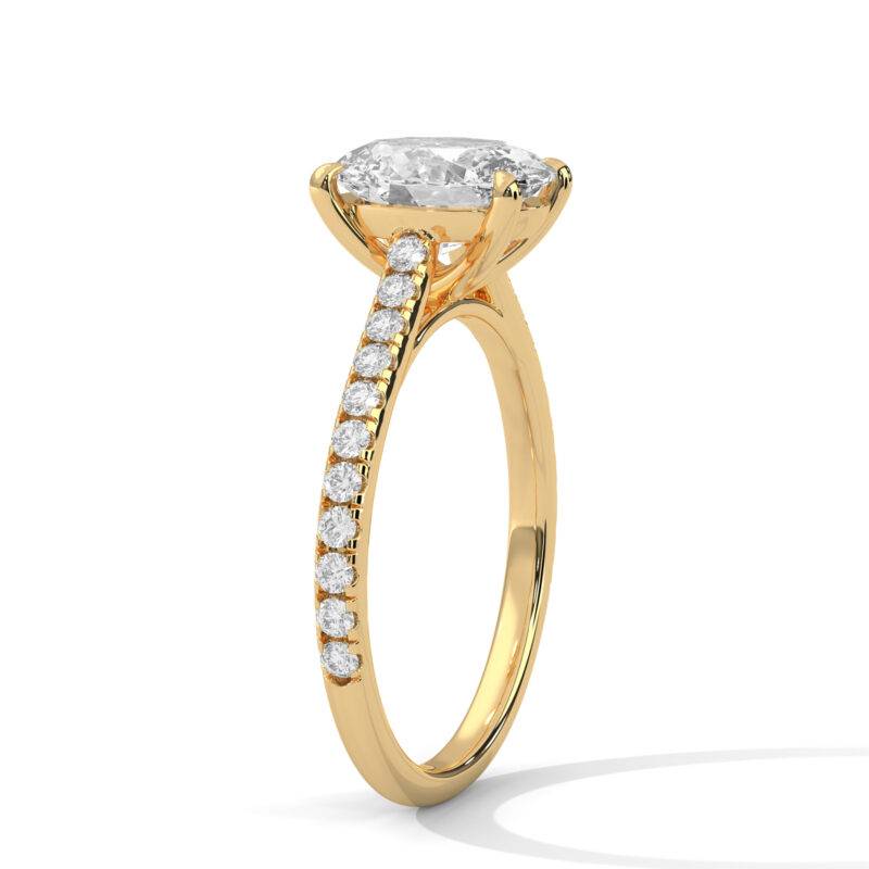 1.50 Carat Oval Cut Lab-Grown Diamond Solitaire With Accents Ring 14K Yellow Solid Gold - Image 4