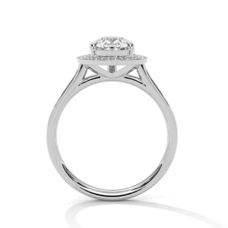 3 Ct Pear Shape Natural Moissanite 10K White Gold Halo Style Engagement Ring - Image 3