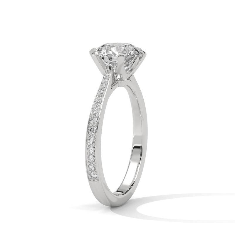 2.20 Ct Round Shape Moissanite 10K Solid White Gold Solitaire With Accents Ring - Image 3