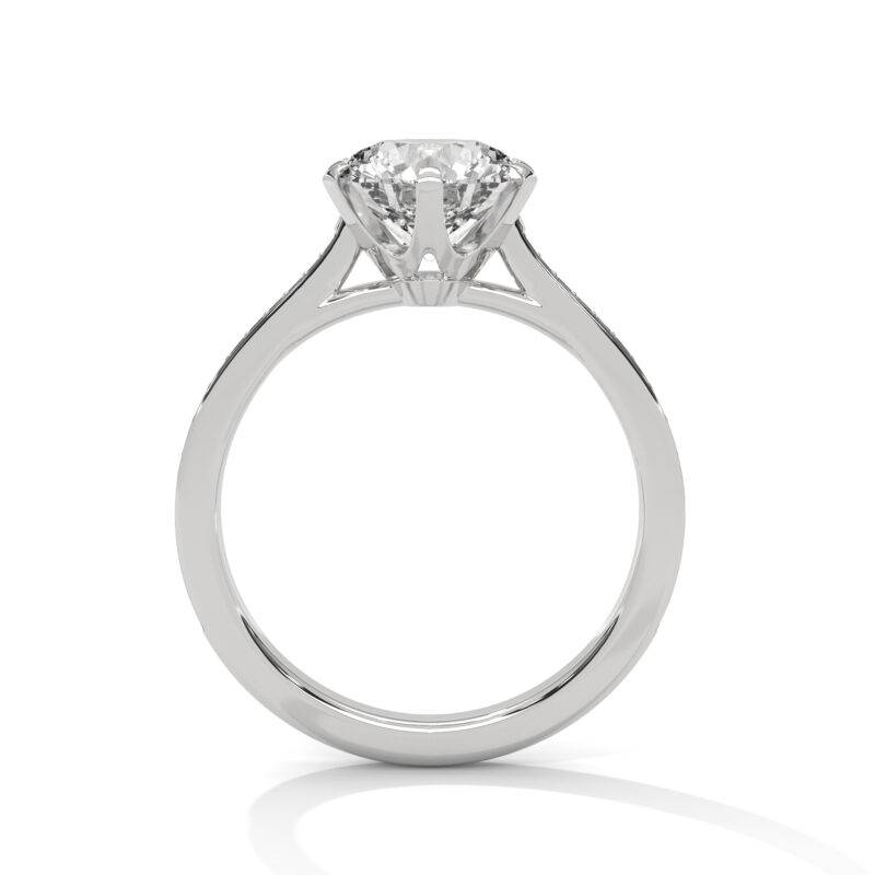 2.20 Ct Round Shape Moissanite 10K Solid White Gold Solitaire With Accents Ring - Image 4