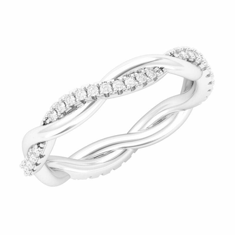 Sterling Silver Petite Twist Full Eternity Ring Genuine Moissanite Interwind ...