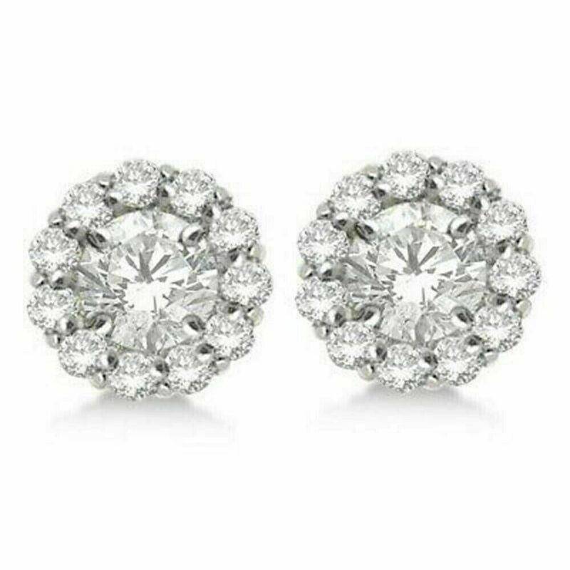 2.50Ct Round Cut Real Moissanite Earring Jackets Stud 14K White Gold Plated