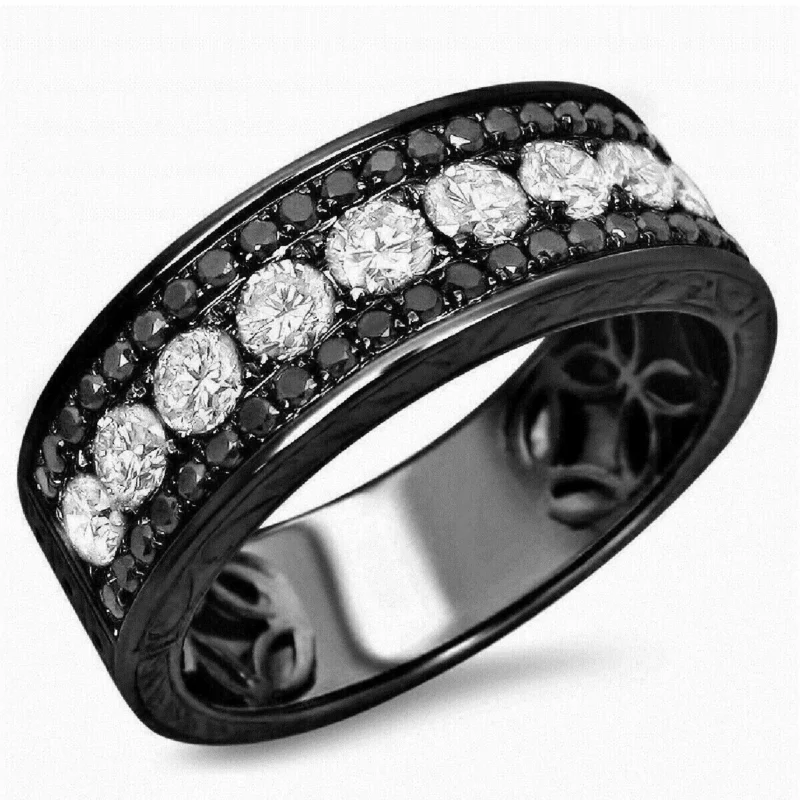 4Ct Round Cut Lab Created Diamond Anniversary Band Ring In 14K Black Gold Plated