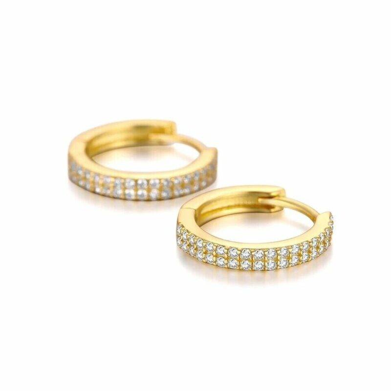 Moissanite Huggie Hoop Earrings in 14K Yellow Plated925 Silver - Image 6